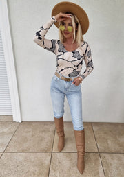CLERIS BLOUSE BEIGE-BLACK image 1