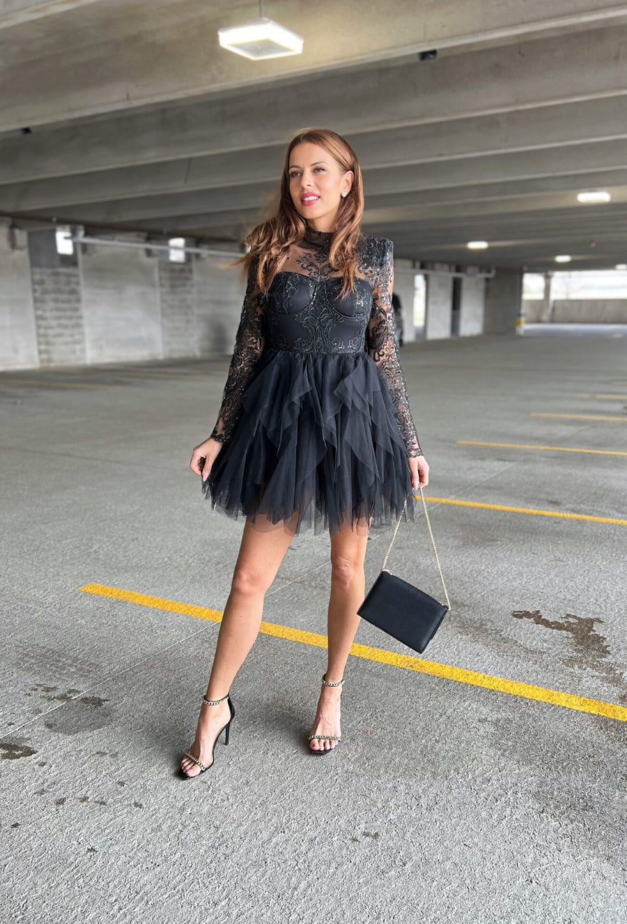 Midnight Elegance Black Tulle Evening Dress image 9