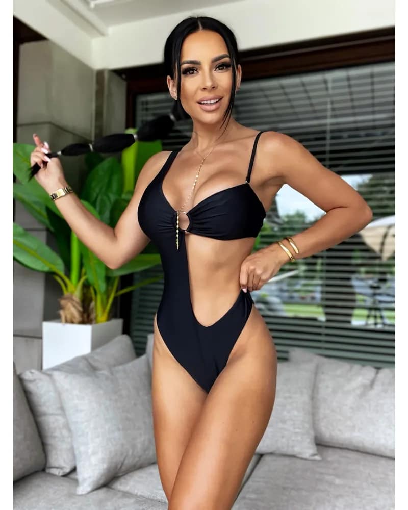 MAR ONE-SHOULDER SWIMSUIT BLACK image 0