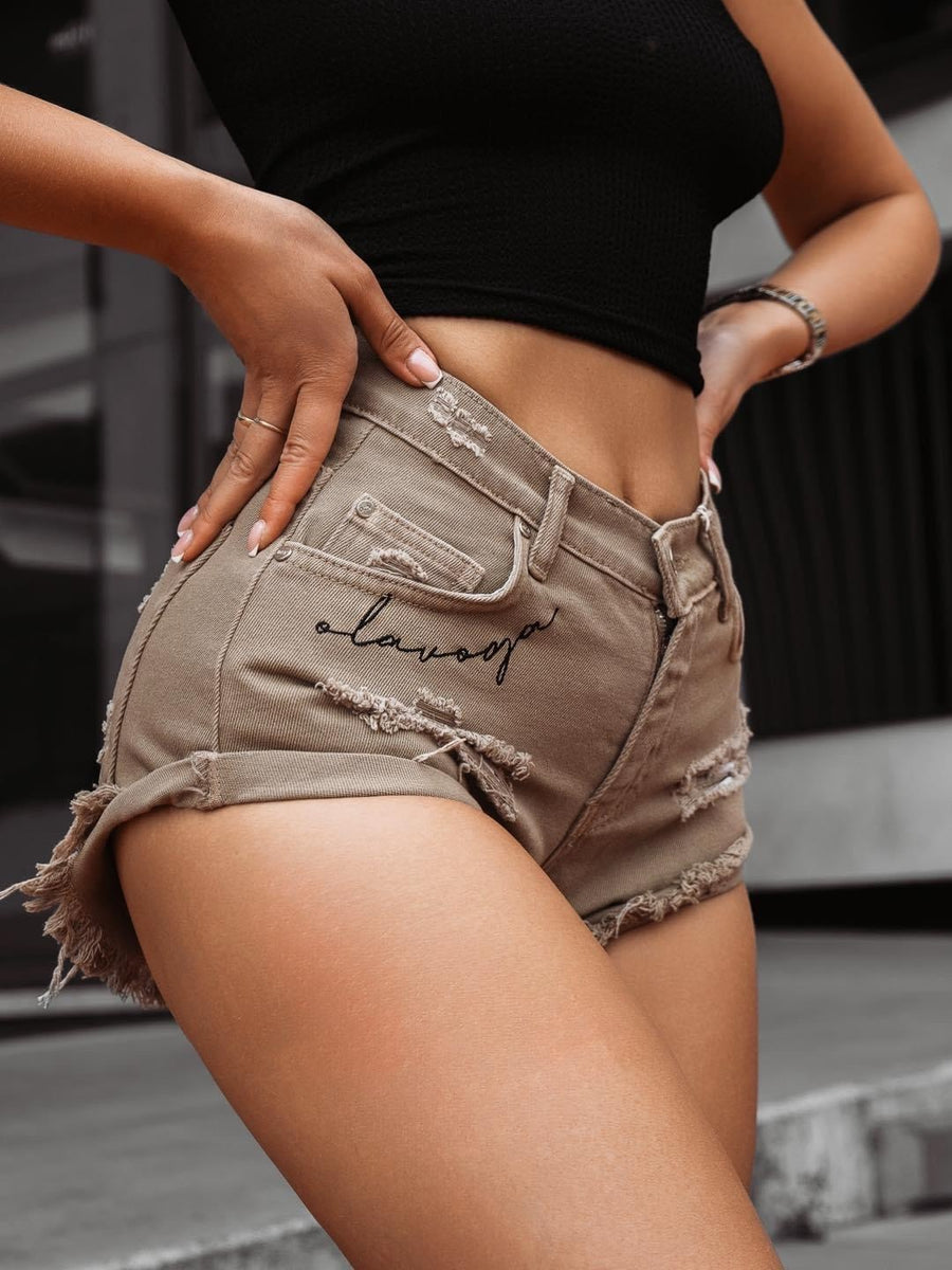 Ragged Ola Voga distressed shorts, khaki image 2