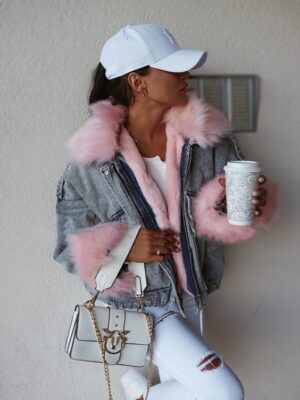 OVERSIZE JEANS FUR JACKET PINK