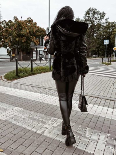 Leather Fur Jacket Black | Buy Black Leather Fur Coat