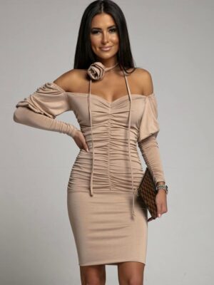 ONE ROSE BEIGE DRESS