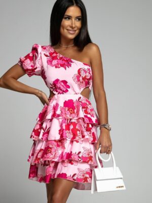 FESSLA DRESS WITH ASYMMETRIC TOP PINK