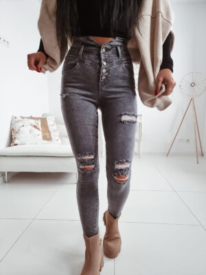 GREY RIPPED JEANS