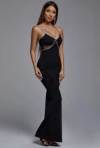 Evie Diamante Black Maxi Bandage Dress