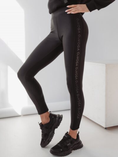 OlaVoga Stripe logged leggings black