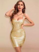 LOTTIE GOLD BANDAGE DRESS