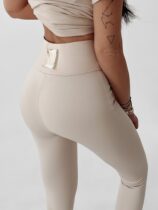 Hedwig Ola Voga gold zipper leggings beige