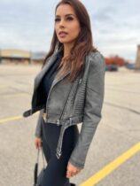 Avira Faux Leather Grey Jacket