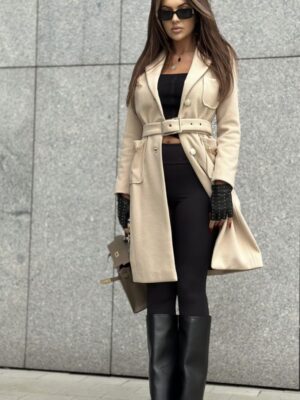 MIAMI LIGHT BEIGE COAT WITH GOLD CHAIN