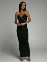 Evie Diamante Black Maxi Bandage Dress