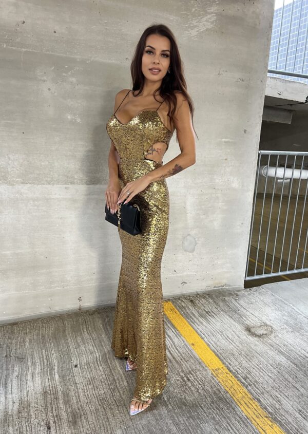 ONE AND ONLY GOLD MAXI DRESS