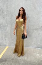 ONE AND ONLY GOLD MAXI DRESS