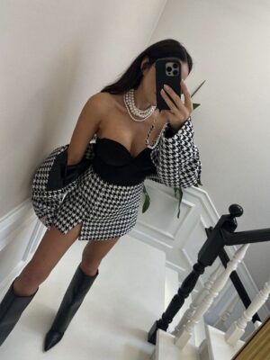 ASTURIO SKIRT/ SHORTS WHITE AND BLACK
