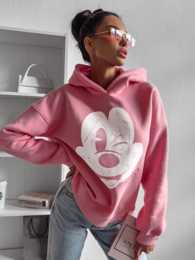 Women's sweatshirt with Mickey Tikus Ola Voga, pink, unique