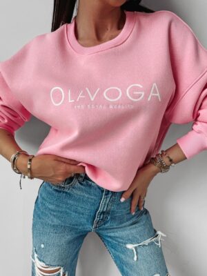 Classic sweatshirt with the Creme Ola Voga logo, powder pink